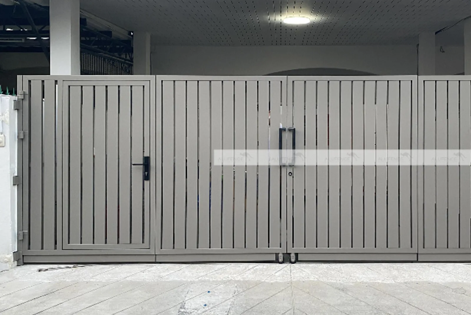 Alufence light aluminium front gate