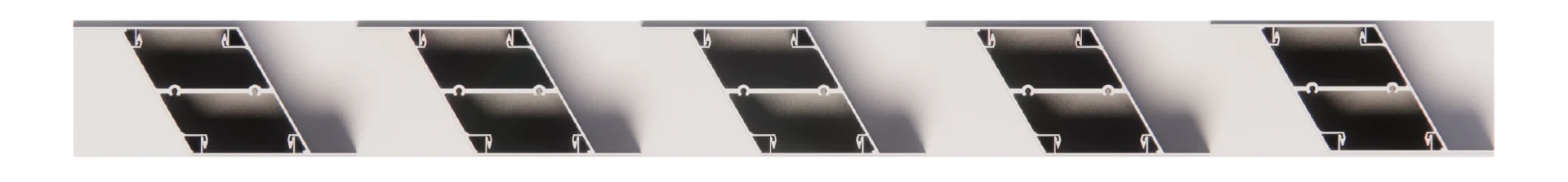 ภาพหน้าตัดกล่องระแนง Z-Gate รูปตัว Z และการเรียงซี่ระแนง